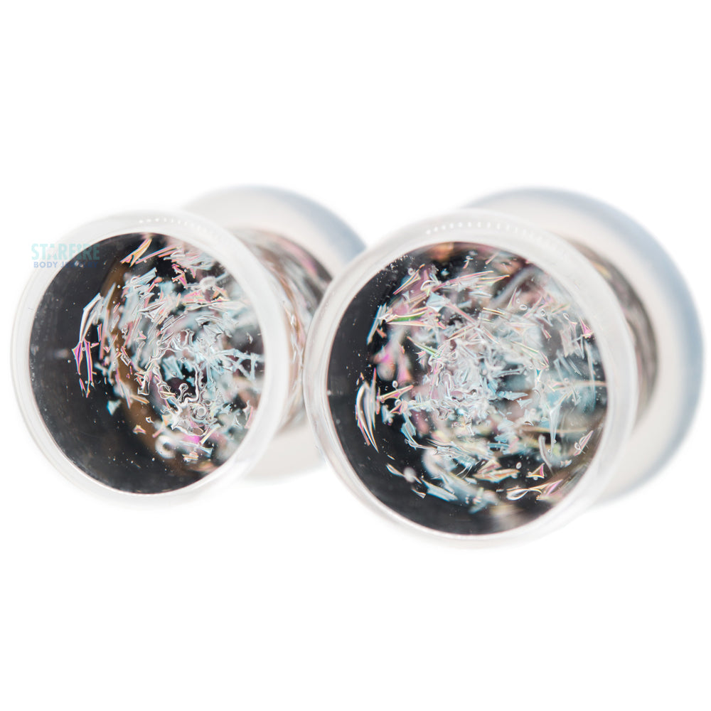 Galaxy Glass Plugs - Diamond & Pink on Black
