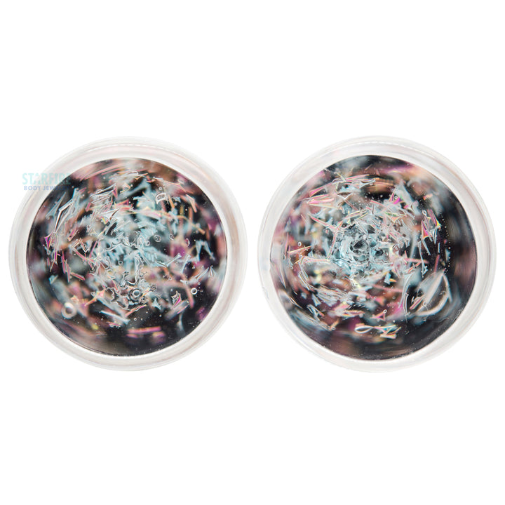 Galaxy Glass Plugs - Diamond & Pink on Black