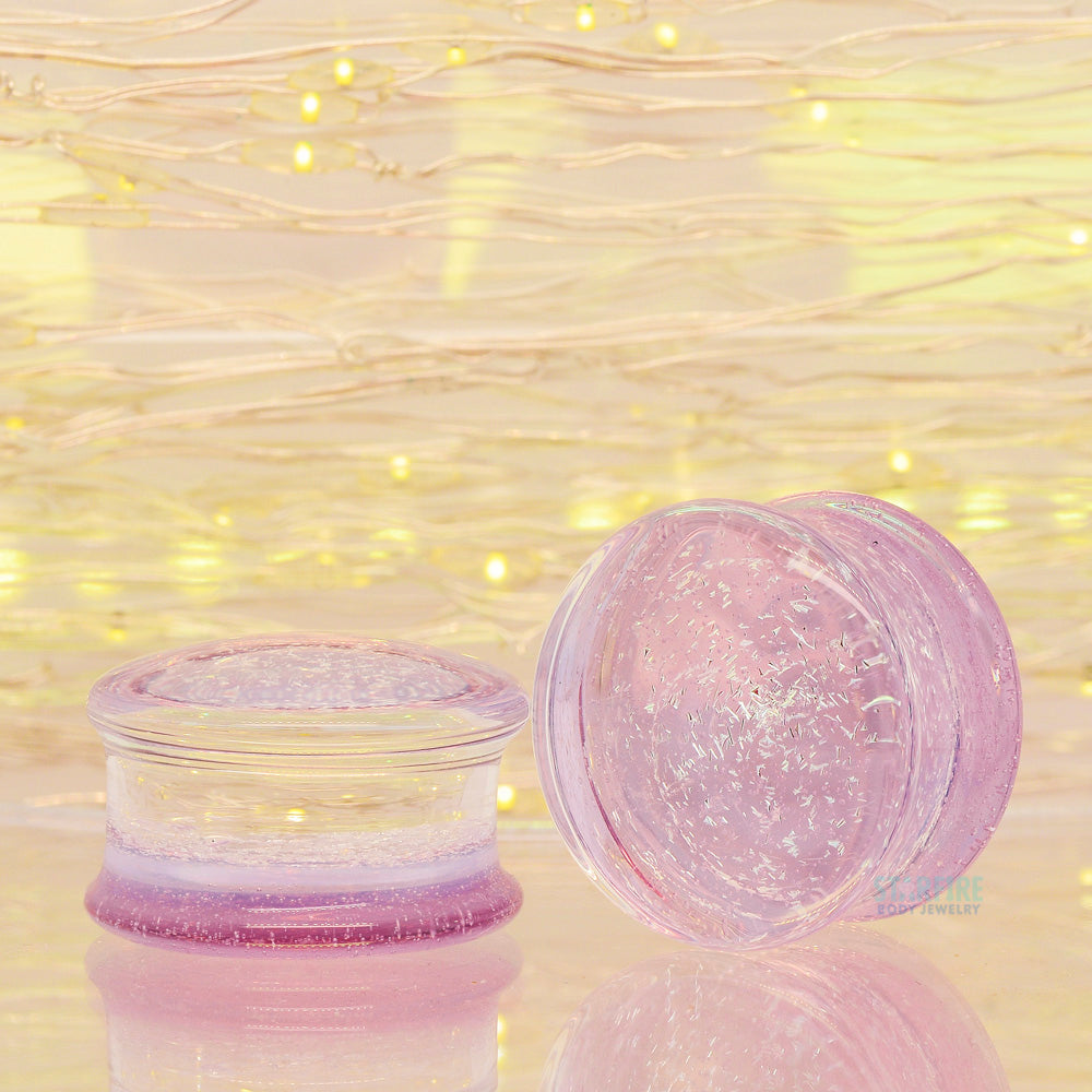 Galaxy Glass Plugs - Diamond on Pink Slime