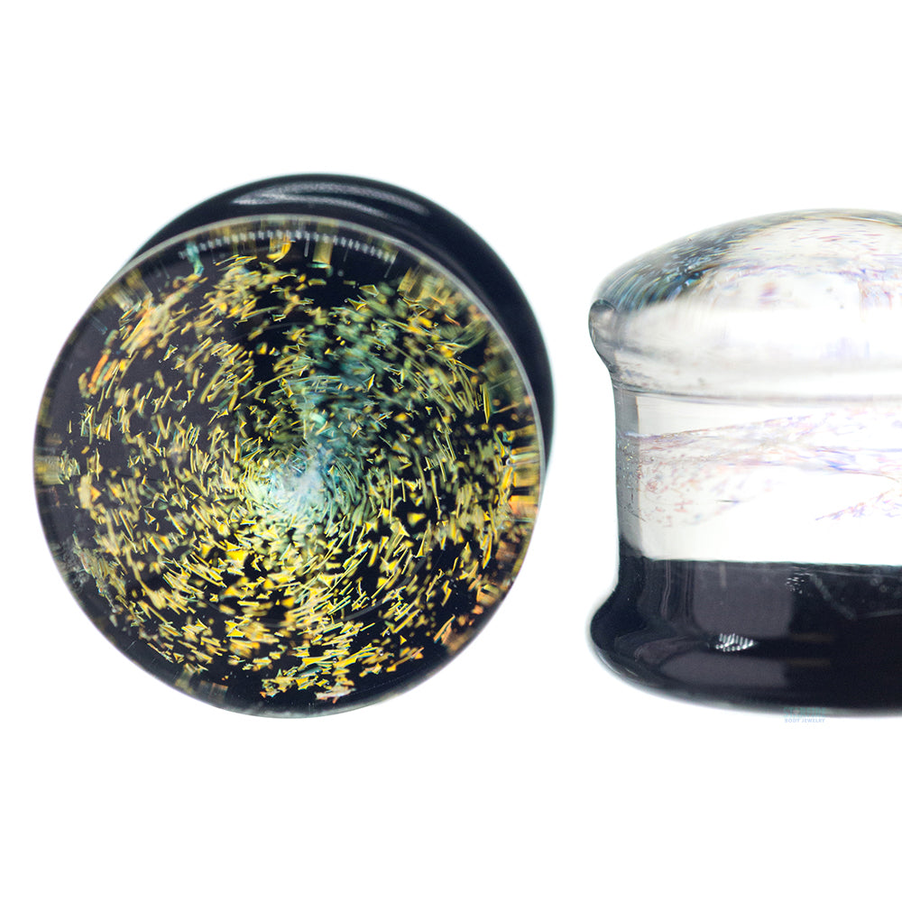 Galaxy Glass Plugs - Gold on Black