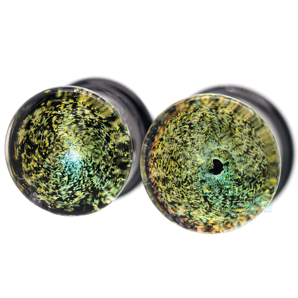 Galaxy Glass Plugs - Gold on Black