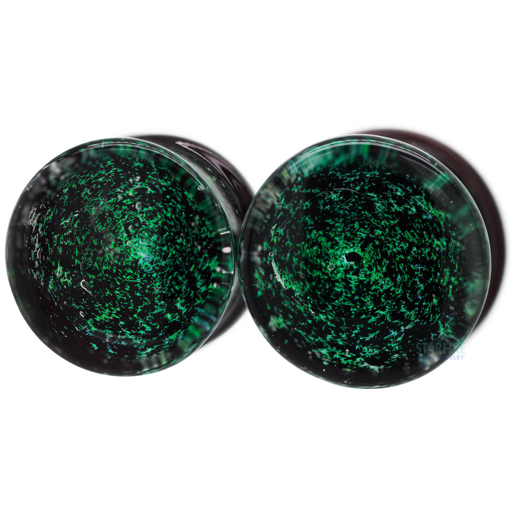 Galaxy Glass Plugs - Green on Black