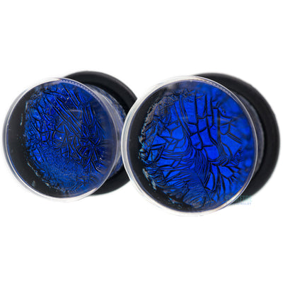 Foil Glass Plugs - Blue on Black