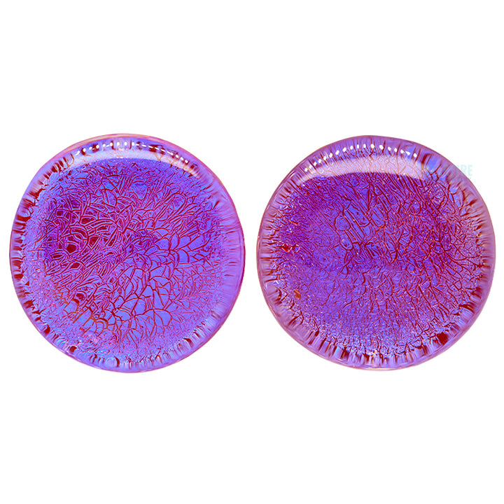 Foil Glass Plugs - Blue on Ruby