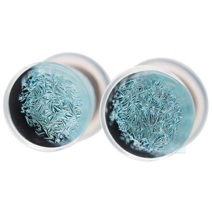 Foil Glass Plugs - Silver on Black