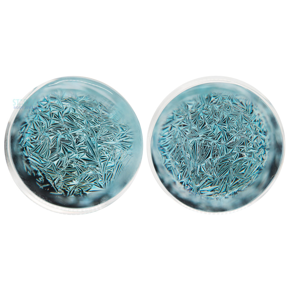 Foil Glass Plugs - Silver on Black