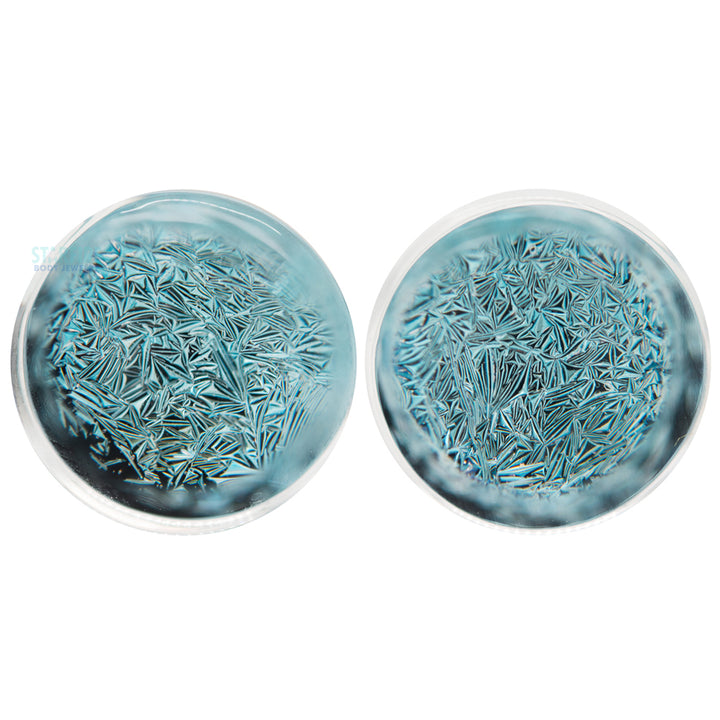 Foil Glass Plugs - Silver on Black