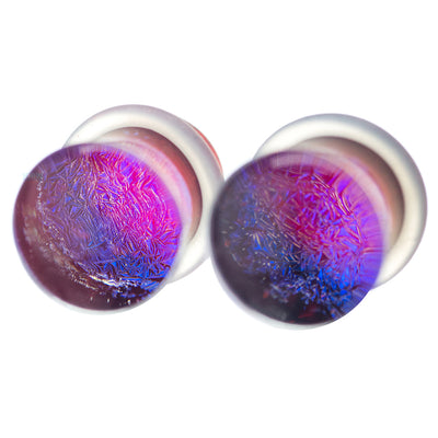 Foil Glass Plugs - Blue on Ruby