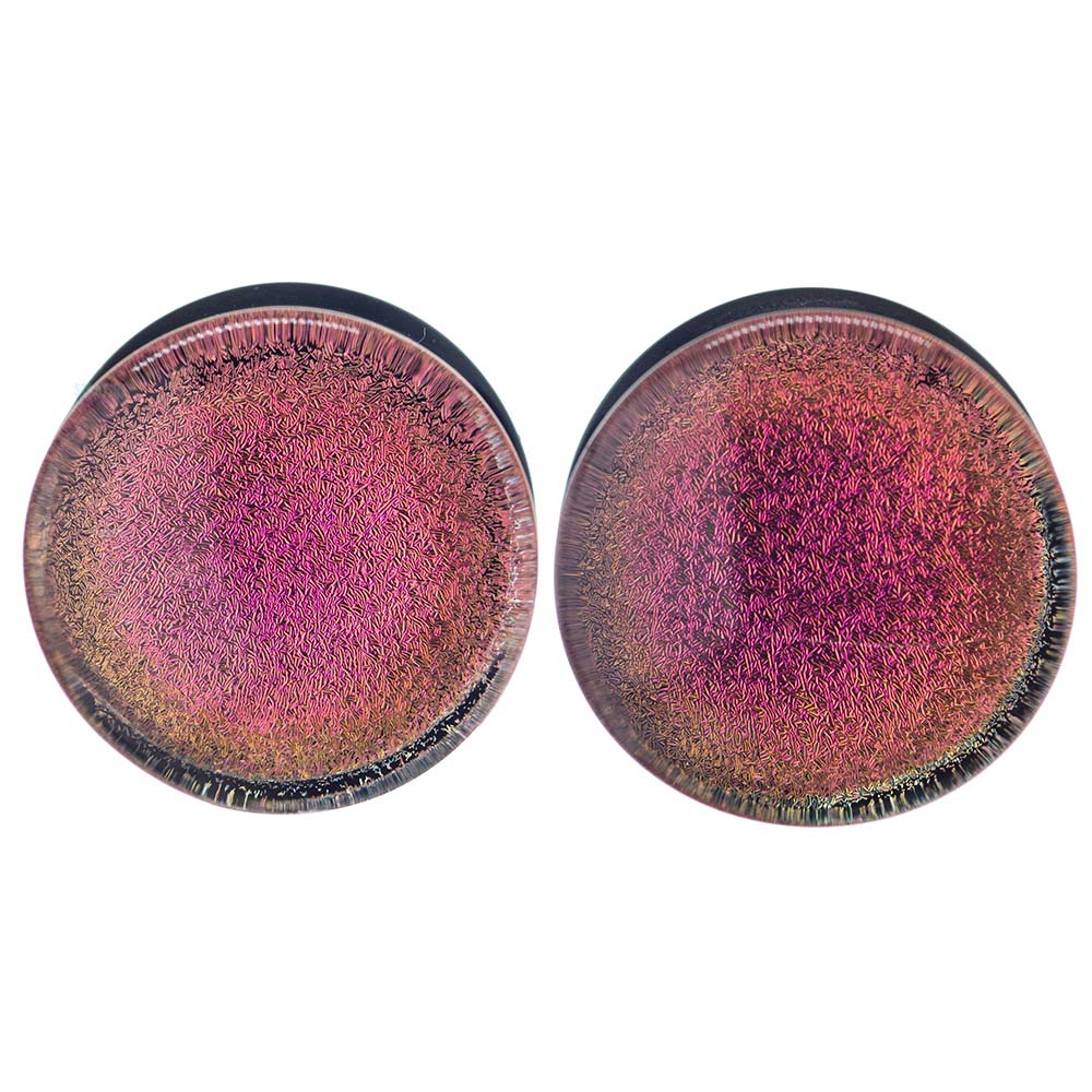 Foil Glass Plugs - Pink on Black