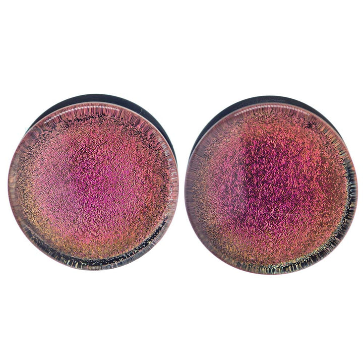 Foil Glass Plugs - Pink on Black