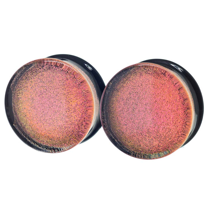 Foil Glass Plugs - Pink on Black