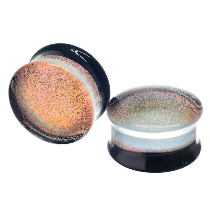 Foil Glass Plugs - Pink on Black