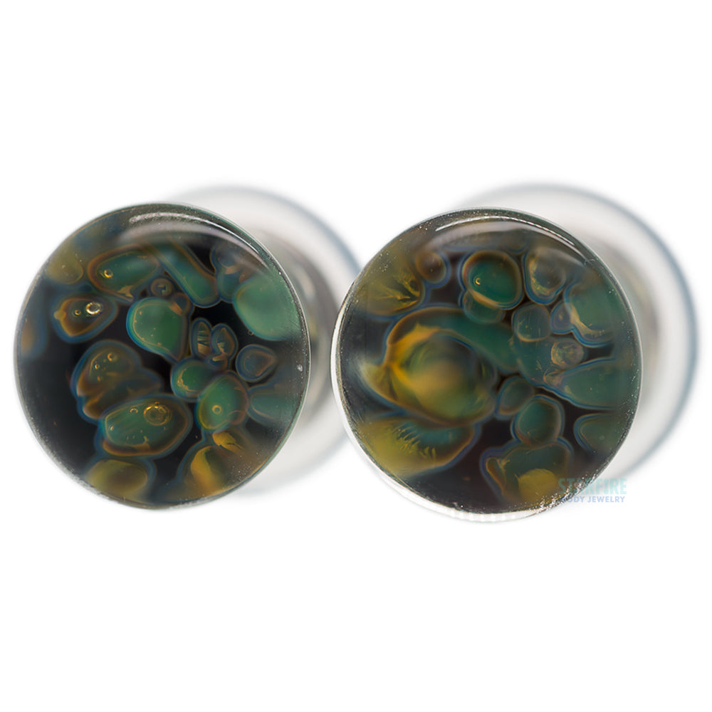 Pebble Glass Plugs - Moss