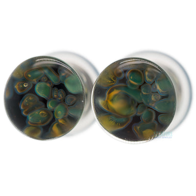 Pebble Glass Plugs - Moss