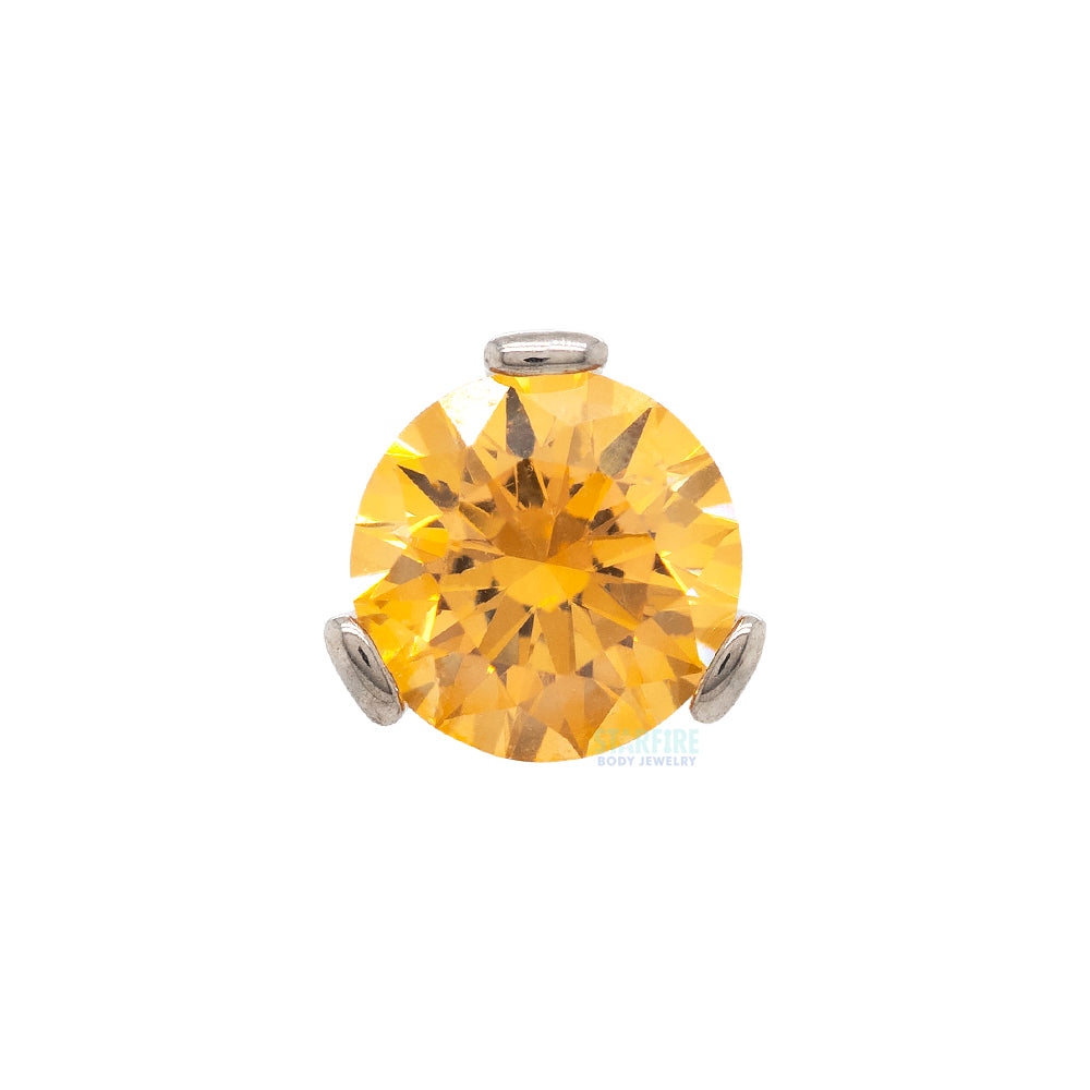3 Prong-Set Threaded End with Faceted Gem