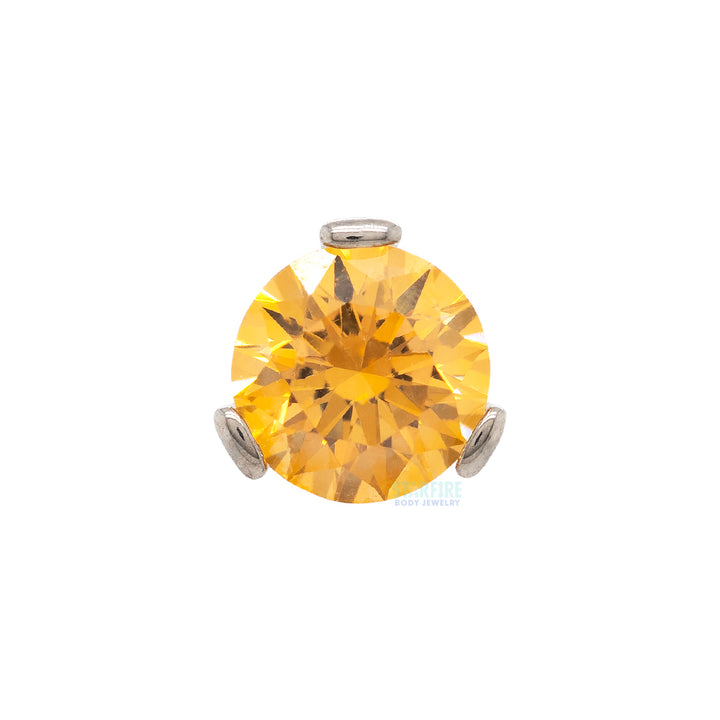 3 Prong-Set Threaded End with Faceted Gem