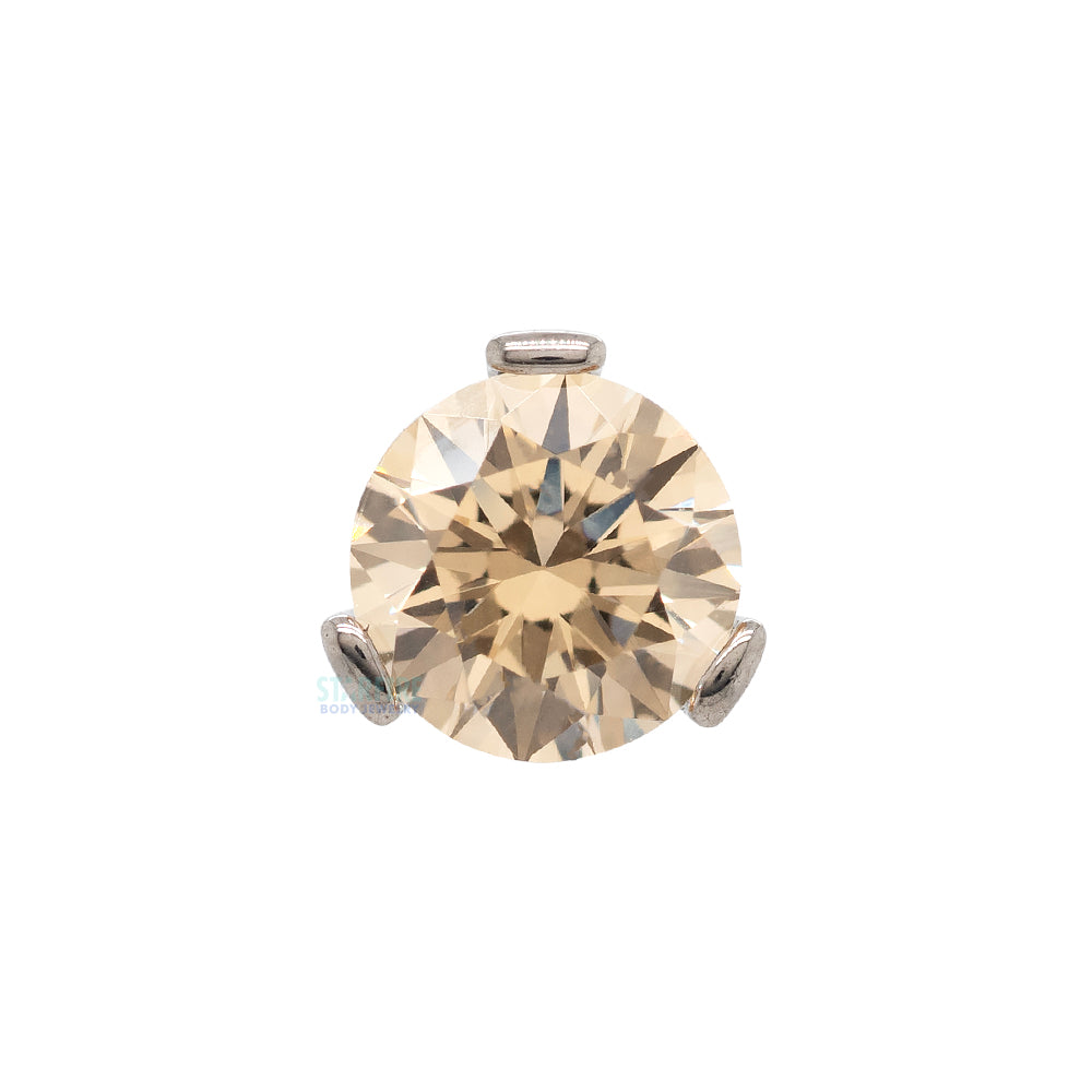 3 Prong-Set Threaded End with Faceted Gem