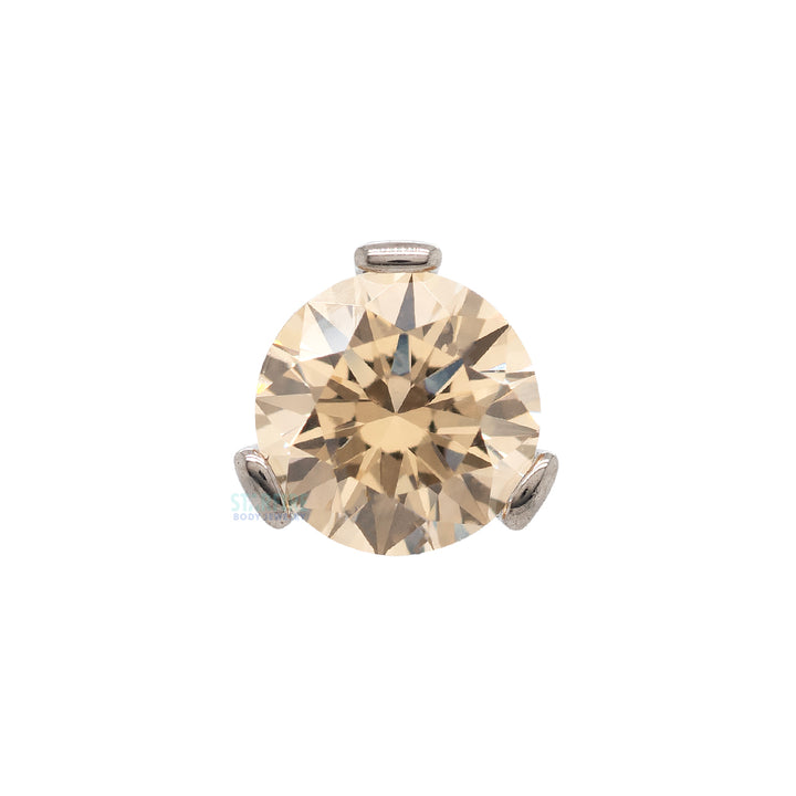 3 Prong-Set Threaded End with Faceted Gem