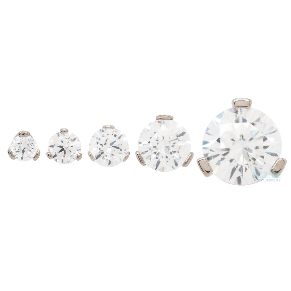 3 Prong-Set Threaded End with Faceted Gem
