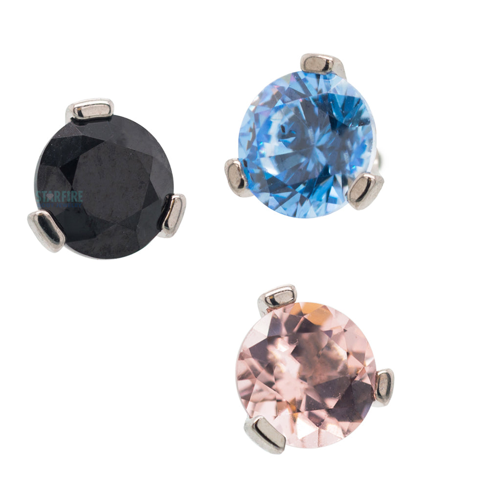 3 Prong-Set Threaded End with Faceted Gem
