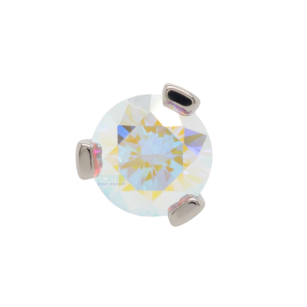 3 Prong-Set Threaded End with Faceted Gem