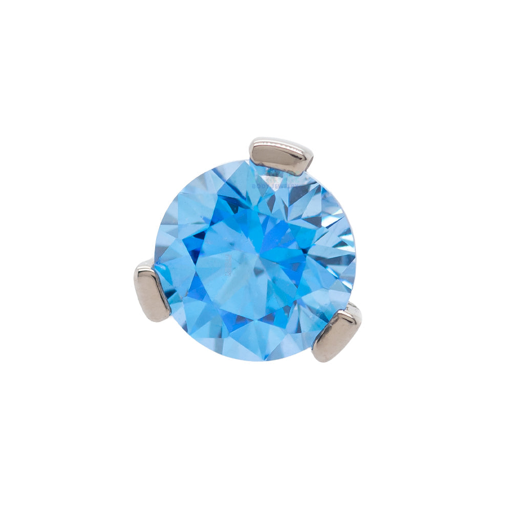 3 Prong-Set Threaded End with Faceted Gem