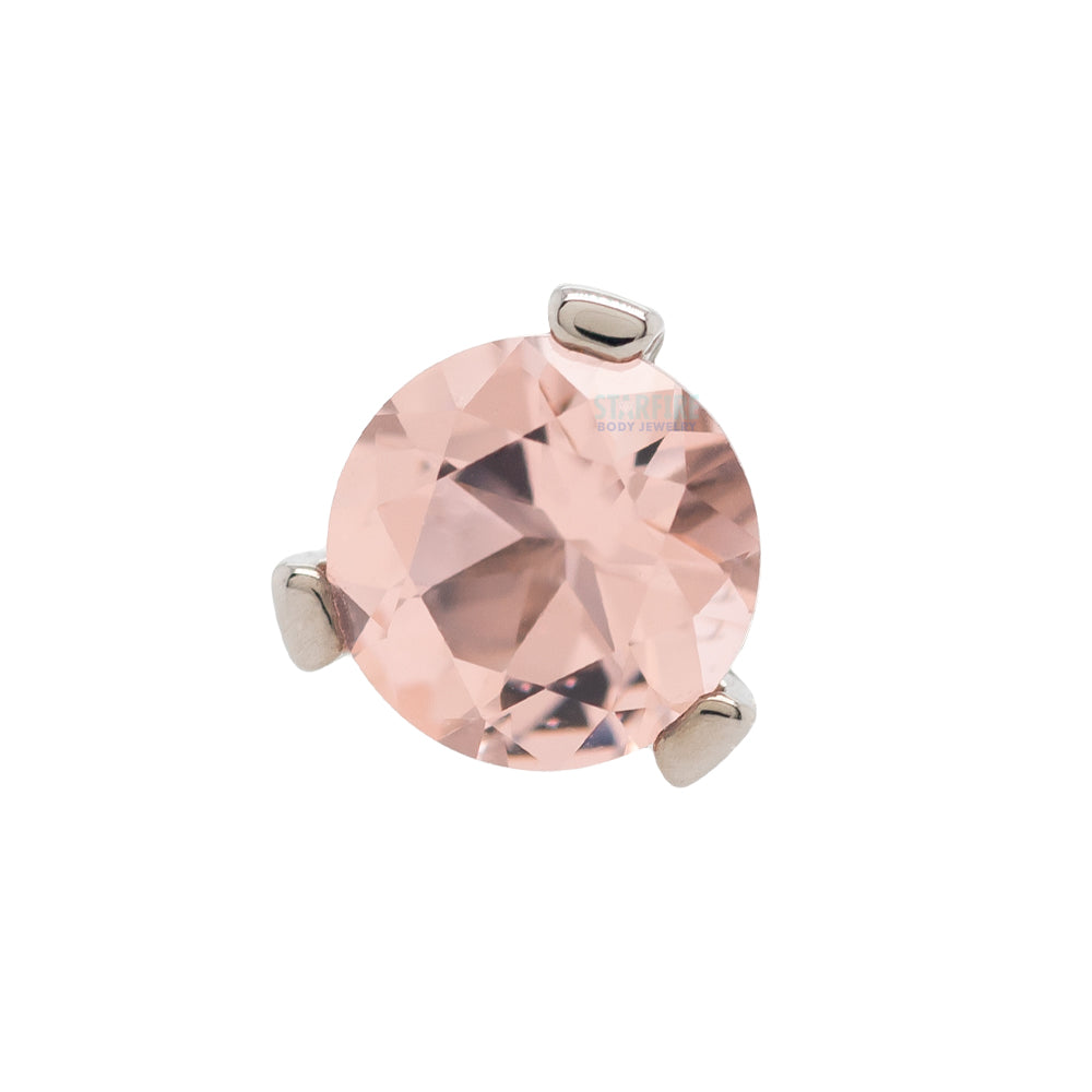 3 Prong-Set Threaded End with Faceted Gem
