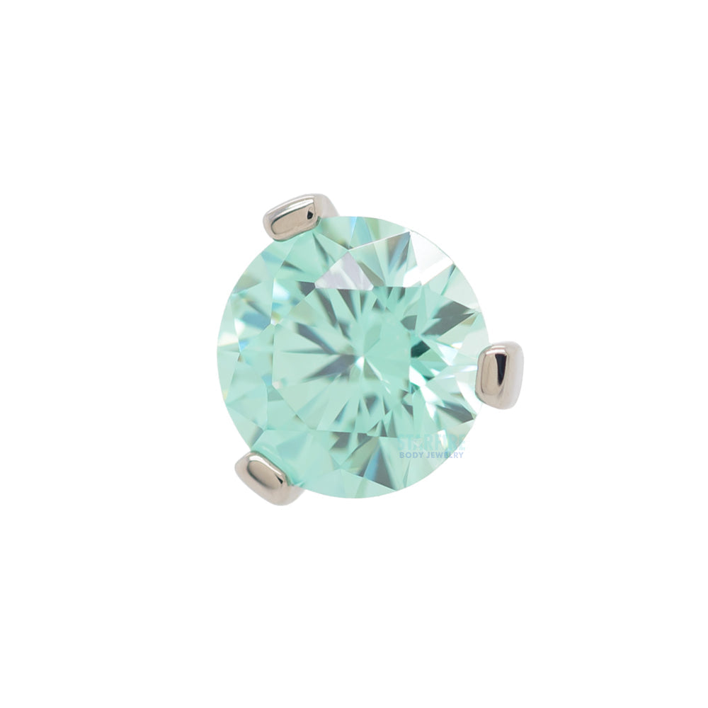 3 Prong-Set Threaded End with Faceted Gem
