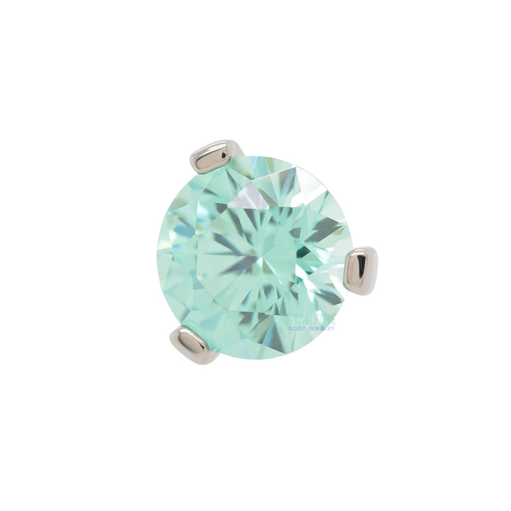 3 Prong-Set Threaded End with Faceted Gem