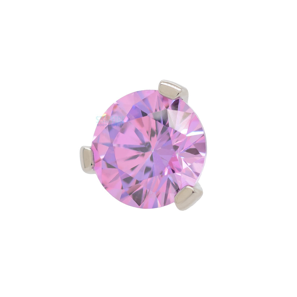 3 Prong-Set Threaded End with Faceted Gem
