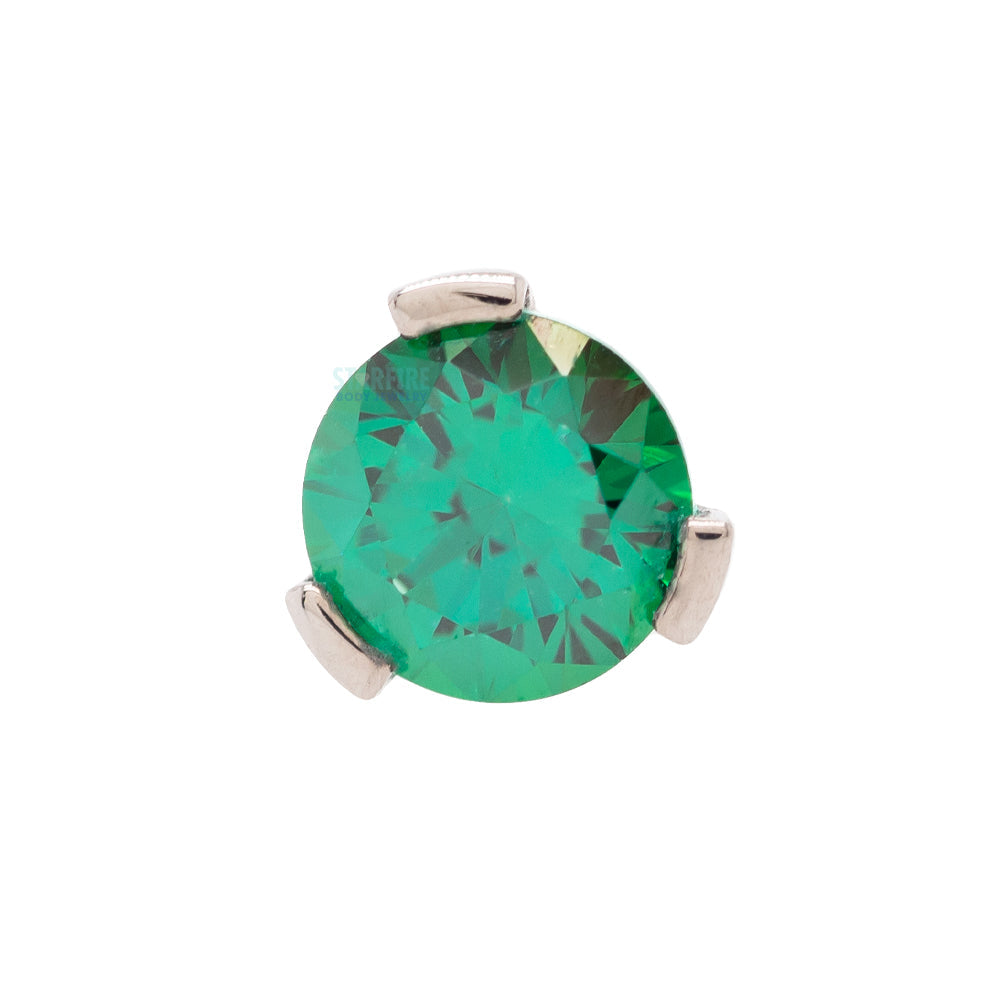 3 Prong-Set Threaded End with Faceted Gem