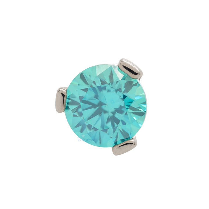 3 Prong-Set Threaded End with Faceted Gem
