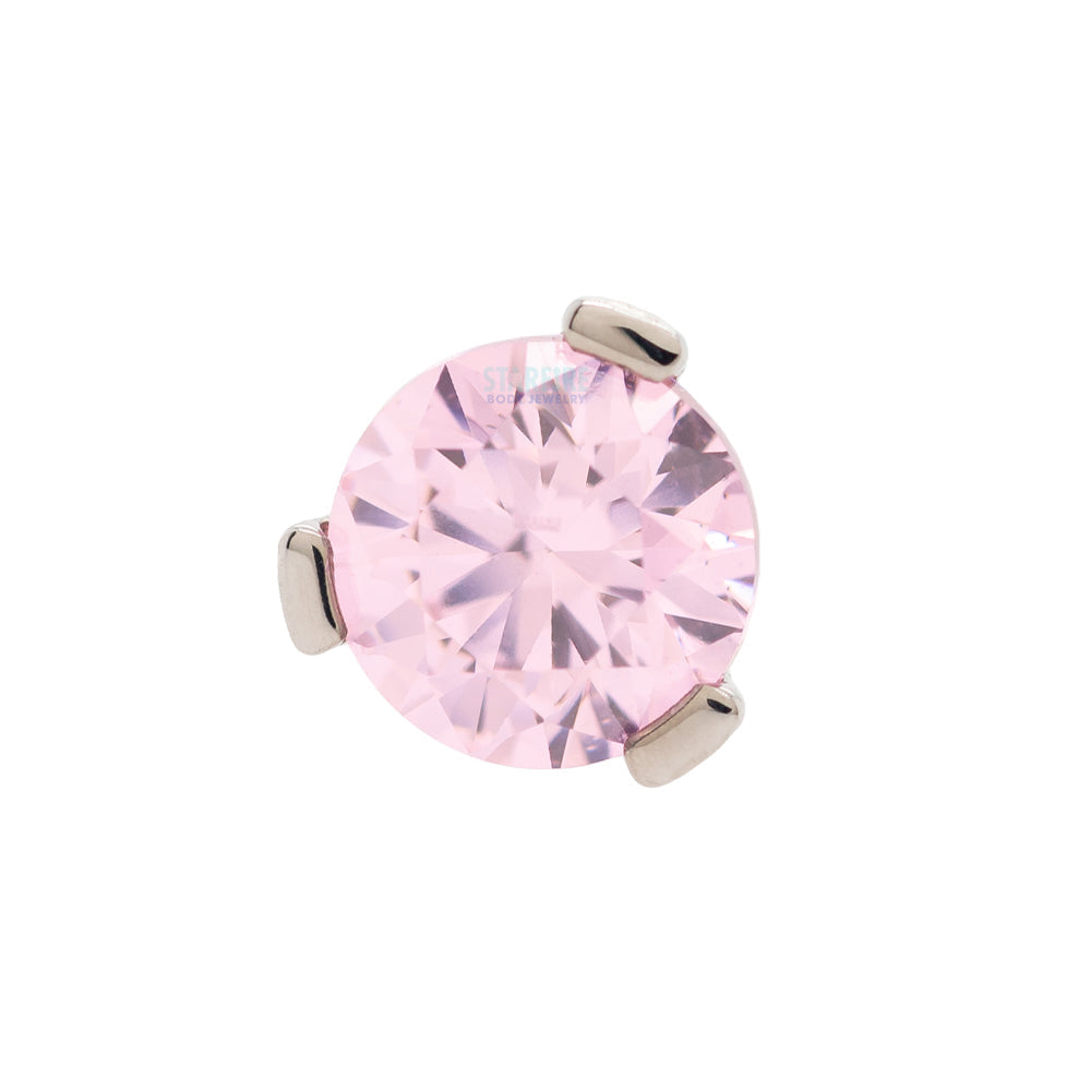 3 Prong-Set Threaded End with Faceted Gem