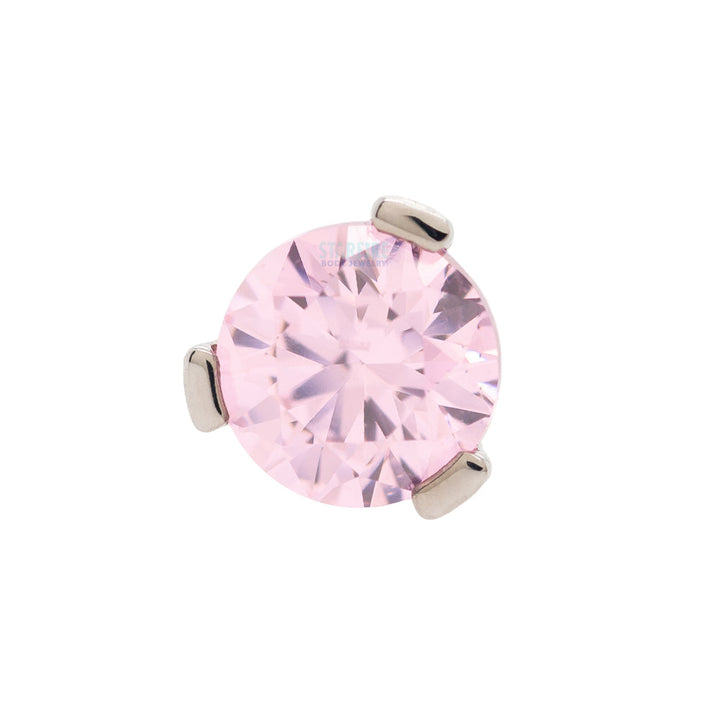 3 Prong-Set Threaded End with Faceted Gem
