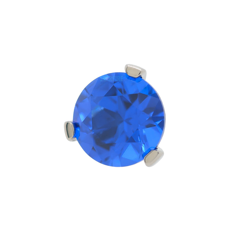 3 Prong-Set Threaded End with Faceted Gem