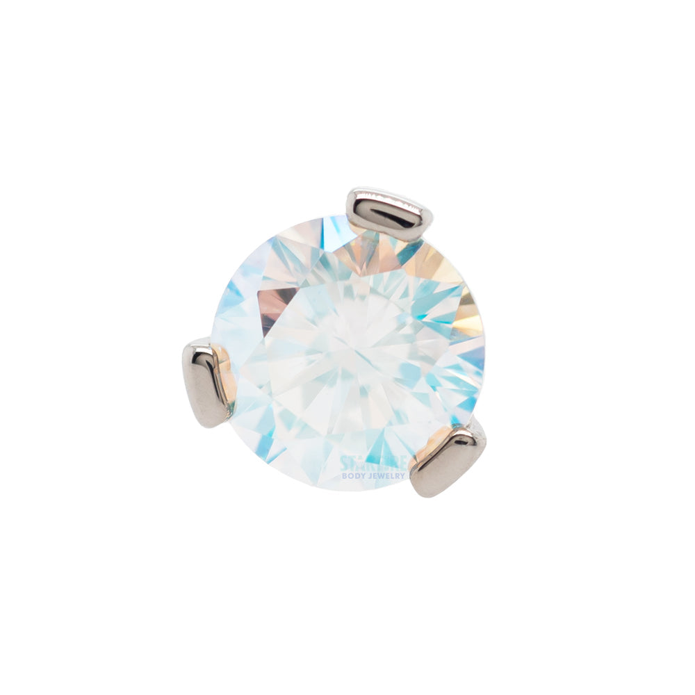 3 Prong-Set Threaded End with Faceted Gem