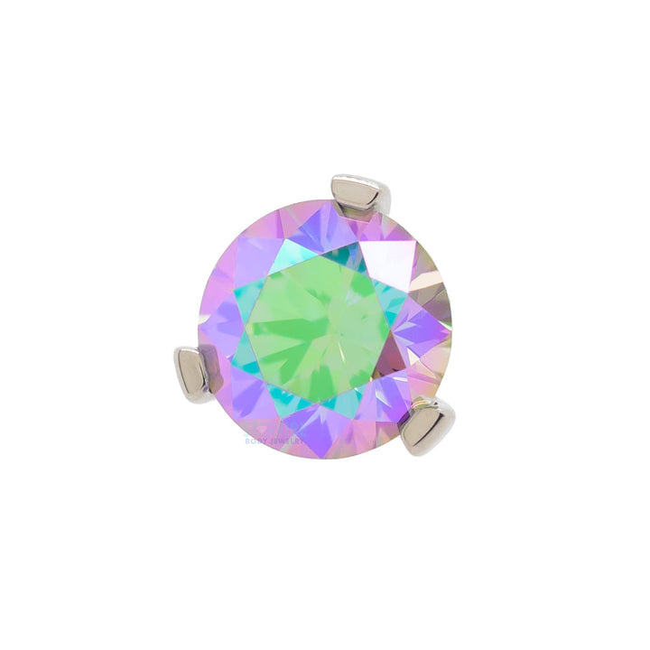 3 Prong-Set Threaded End with Faceted Gem