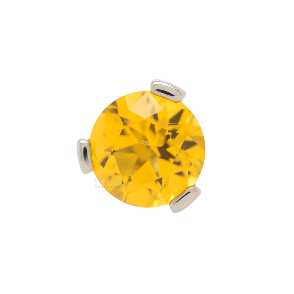 3 Prong-Set Threaded End with Faceted Gem