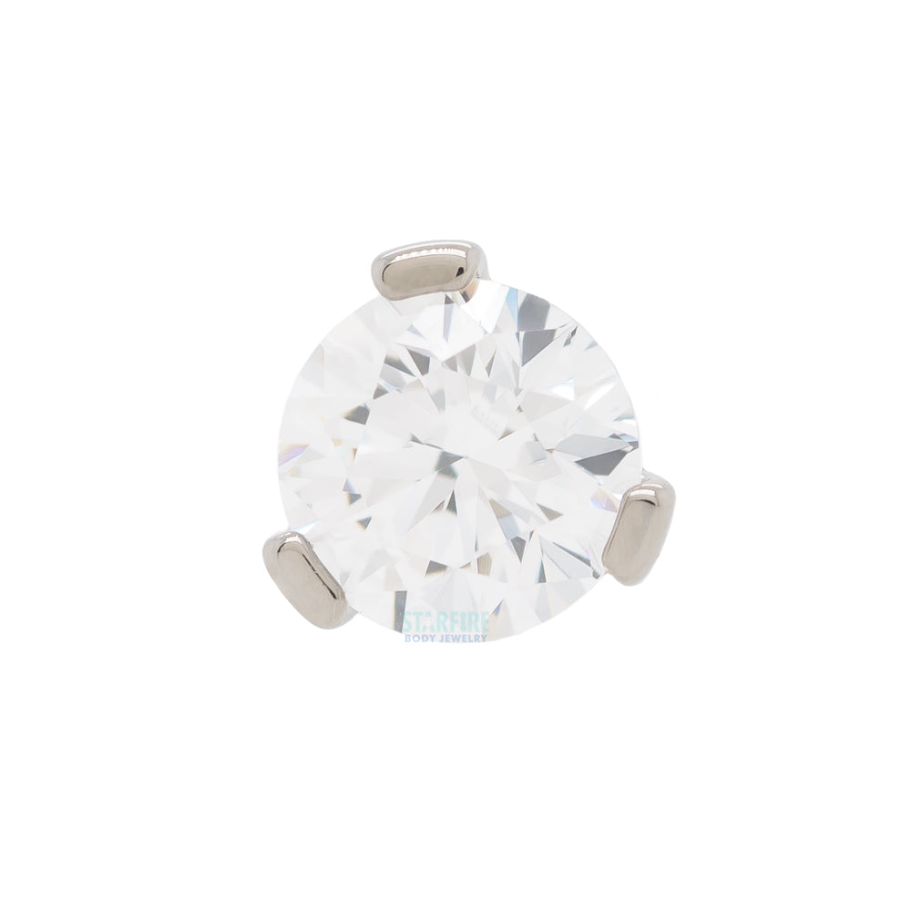 3 Prong-Set Threaded End with Faceted Gem