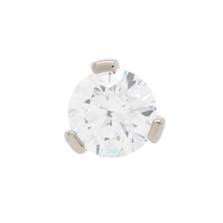 3 Prong-Set Threaded End with Faceted Gem