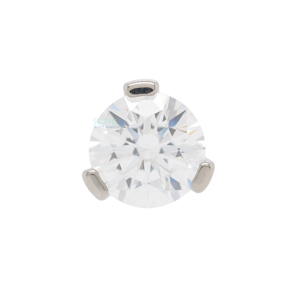 3 Prong-Set Threaded End with Faceted Gem