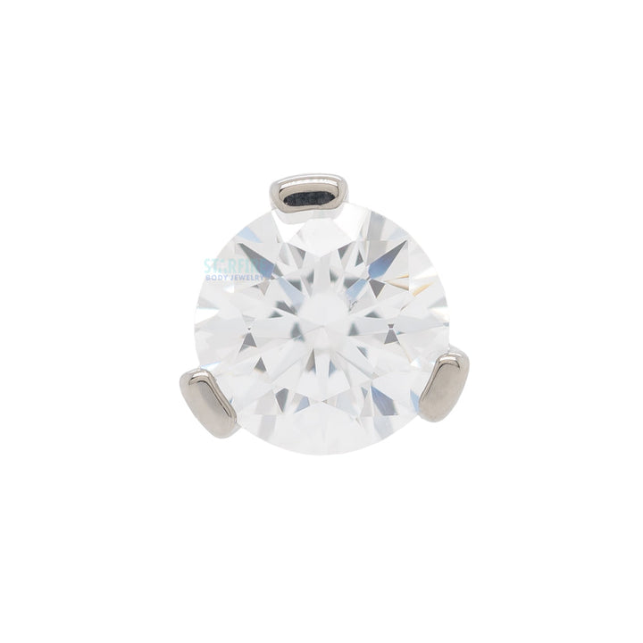 3 Prong-Set Threaded End with Faceted Gem