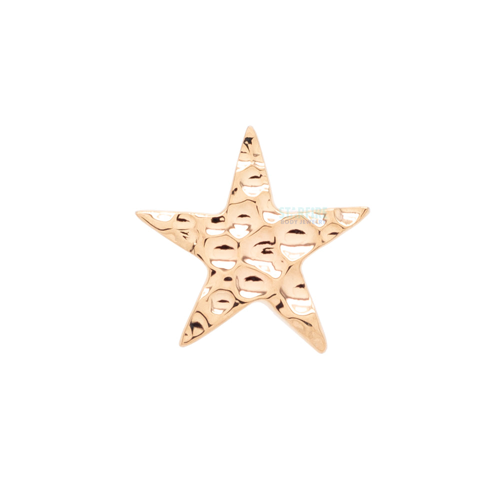 Flat Star HAMMERED FINISH Nostril Screw in Gold