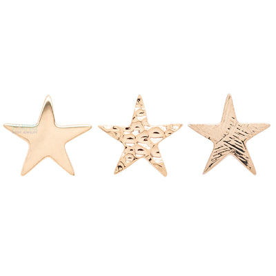 Flat Star Threaded End HAMMERED FINISH in Gold