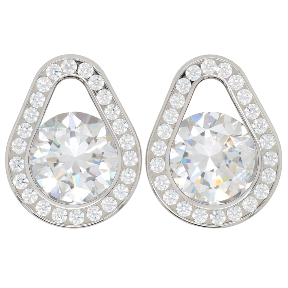 Super Gemmed Teardrop Eyelets with Brilliant-Cut Gems - Peridot