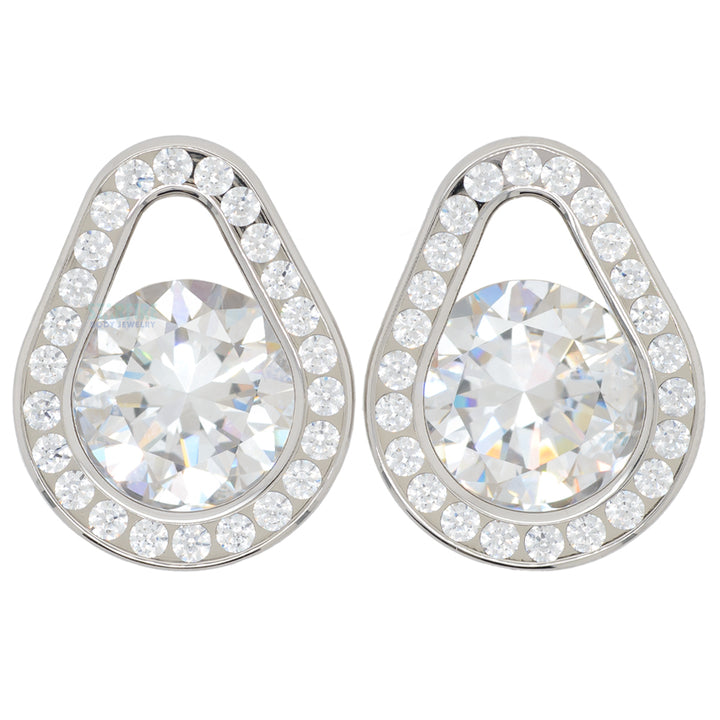 Super Gemmed Teardrop Eyelets with Brilliant-Cut Gems - Blue Zircon