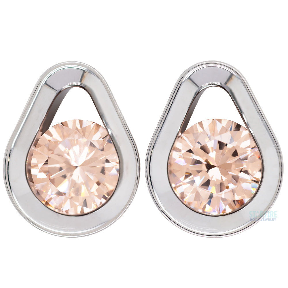 Single Gem Teardrop Eyelets with Brilliant-Cut Gem - Champagne