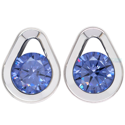 Single Gem Teardrop Eyelets with Brilliant-Cut Gem - Tanzanite