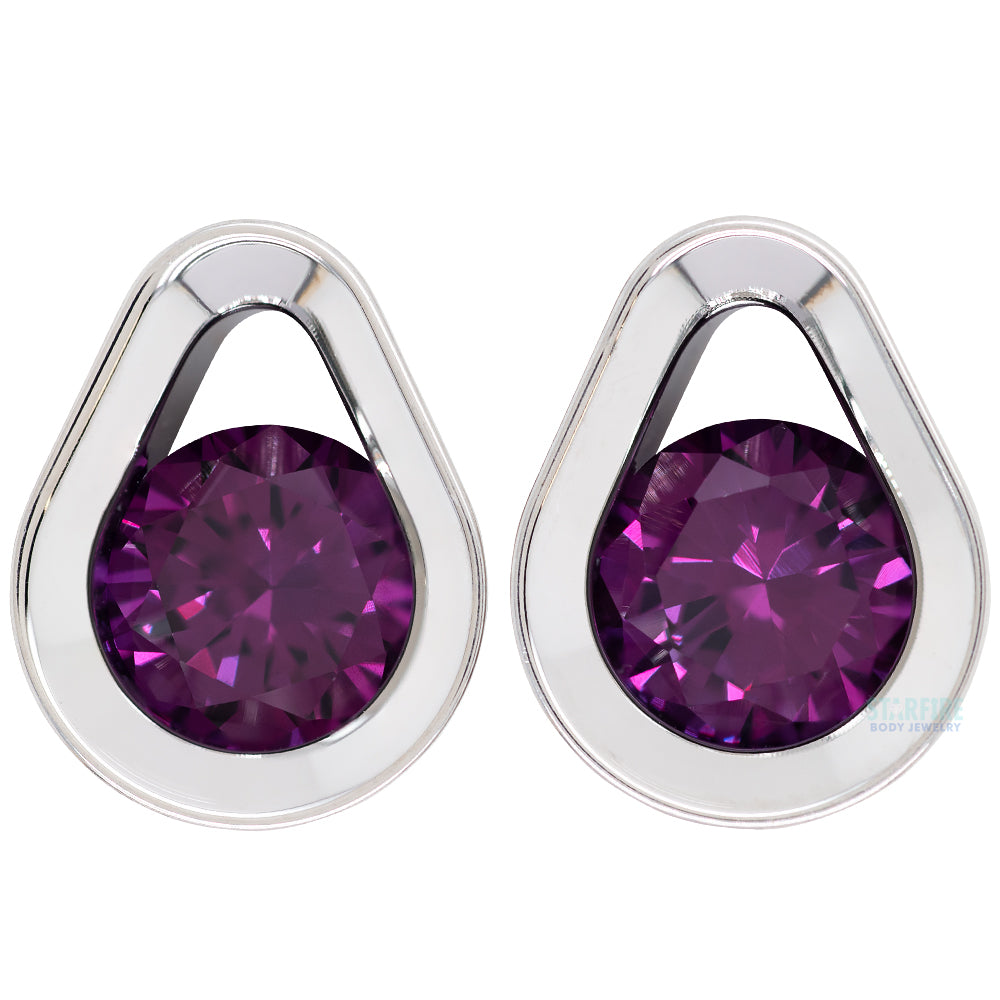 Single Gem Teardrop Eyelets with Brilliant-Cut Gem - Alexandrite