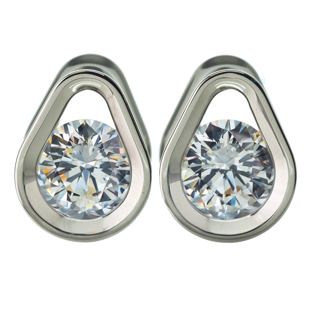 Single Gem Teardrop Eyelets with Brilliant-Cut Gem - Cubic Zirconia
